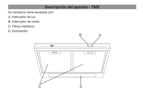Campana Empotrable Recirculatoria Teka Tmx 50 Acero Inox