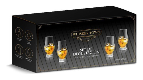 Vasos De Vidrio Para Whiskey 4 Piezas En Forma De Tulipán,