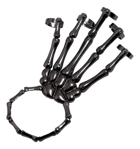 Para 2 Pulseras De Mano De Esqueleto Con Anillos, Pulsera
