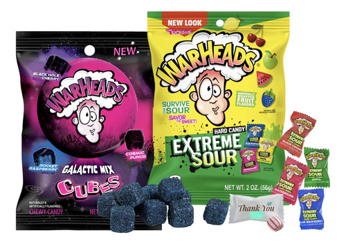 Warheads Extreme Sour Hard Candy, Varios Sabores Bolsa De 2