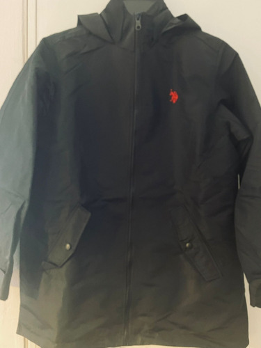 Campera Impermeable Us Polo Assn Con Capucha - Negra