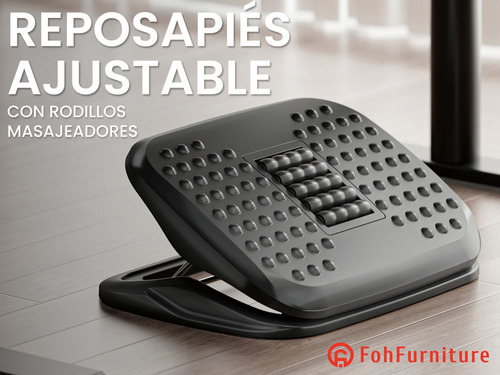 FOH Reposapiés Gaming Oficina Ergonómico Ajustable con Rodillos de Masaje Súper Cómodo Oficina JBA-003 Color Negro