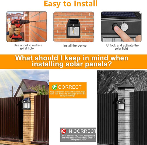 Paquete De 2 Luces Solares De Pared Para Exteriores, Lámpara