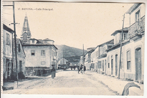 Antigua Postal Calle Principal De Bayona Pontevedra Galicia