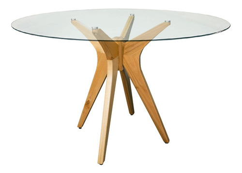 Mesa De Jantar Gataiba Natural Com Tampo De Vidro 1,40m