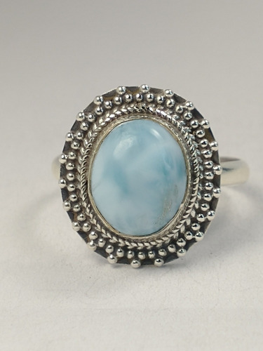 Anillo De Plata Larimar Natural Modelo 190