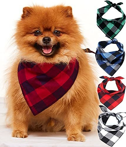 Odi Style Buffalo Plaid Dog Bandana 4 Pack - Cotton Qnkkw