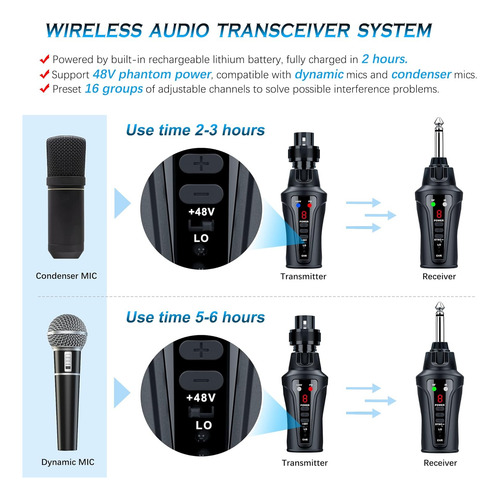 Sistema De Micrófono Inalámbrico Uhf, Adaptador De Micrófono
