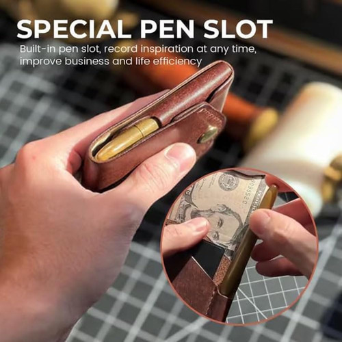 Multifunctional Compact Wallet, Handmade Leather Wallet Men