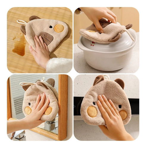 Toalla Para Mano Bebé Infantil Secado Rápido Diseño Capibara Marrón Capibara