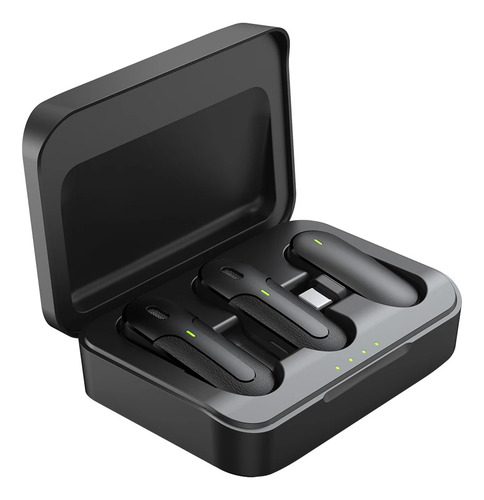 Micrófono De Solapa Inalámbrico Para Celular iPhone Lightning Con Caja De Carga Y Filtros Antipop