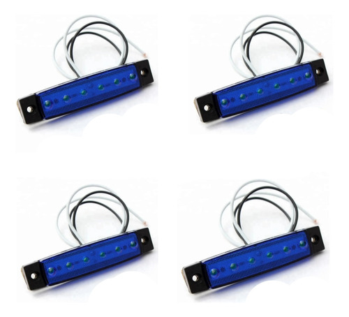 Luz De Cortesia Azul Slim 6 Leds 12v 24v - 4 Un Barco Lancha