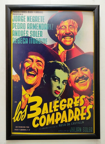 3 Alegra Compadres Póster Enmarcado 50 X 35 Cms