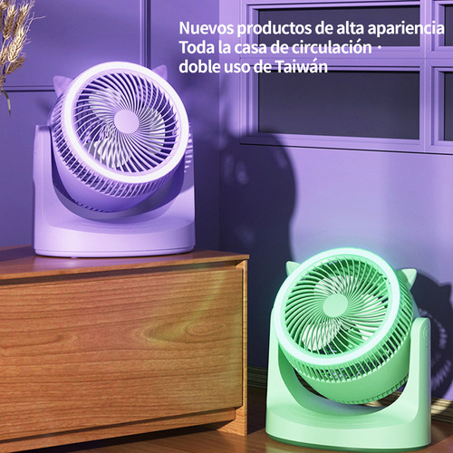 Ventilador De Mesa Escritorio Usb Portátil 27 Cm Verde Verde Plástico 3