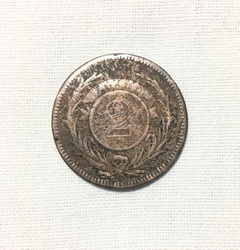 Moneda Uruguaya Antiquísima 2 Centésimos Año 1869 (Usado)