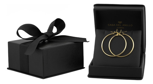 Arracadas Lisas 3.9 Cm Oro Sólido 14k