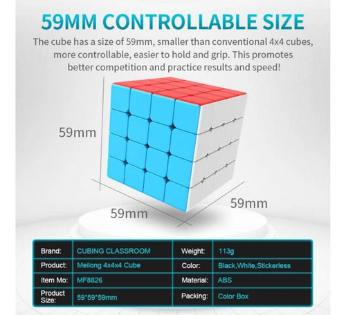 Imagen 3 de 7 de Cubo Rubik Moyu Meilong 4x4 Profesional Velocidad Nuevo
