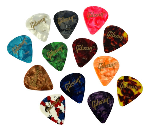 Paquete De 25 Púas Gibson Para Guitarra Plumilla Color 96mm Tamaño 3cm