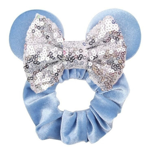 Scrunchie Dona Oreja Goma Liga Coleta Cabello Azul Claro