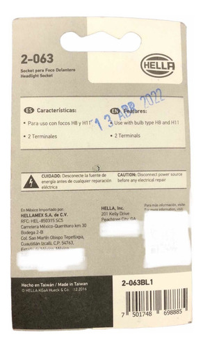 Socket Conector Hella Original Remplazo Foco H11 H8 Agencia