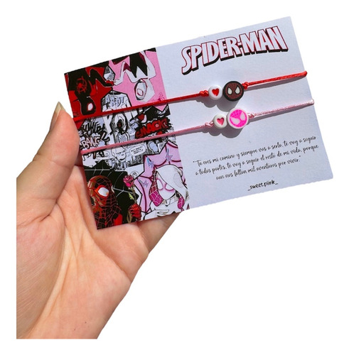 Dos Pulseras Para Parejas Spiderman Spiderverse Marvel