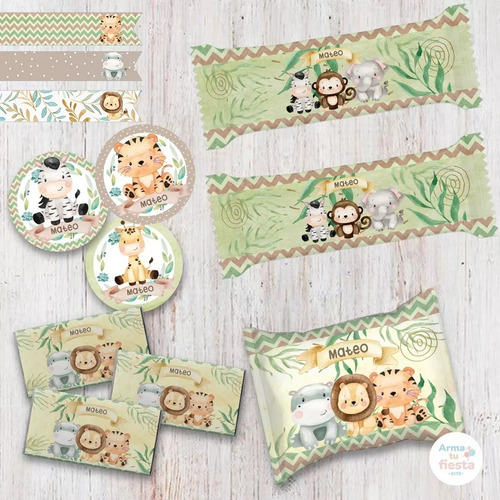 Kit Imprimible Animales Selva Safari Acuarela+obsequios