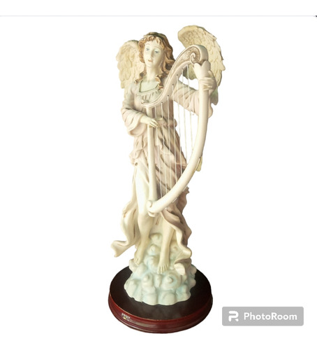 Figura De Porcelana Angel Con Arpa