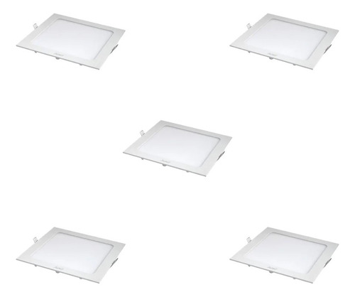 Kit Com 5 Painéis Pop Light 24w Quadrado Sobrepor Branco Branco