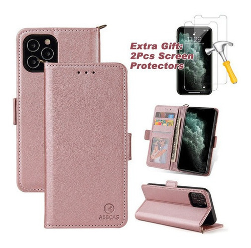 Funda De Cuero Para iPhone Carcasa Cartera Case Con Soporte