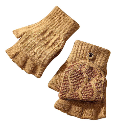 Luvas Femininas De Inverno Y, Lã Tricotada Com Cinco Dedos,