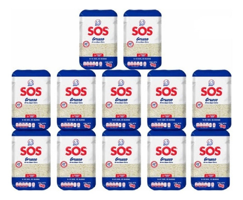 Caja Paquetes De Arroz Sos Super Extra Con 12 Piezas De 1 Kg