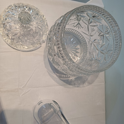 Ponchera De Cristal Tallado Con Tazas (Usado)