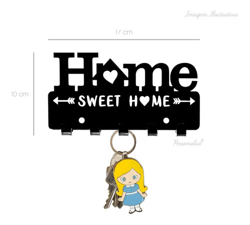 Imagem 2 de 4 de Quadro Porta Chaves Decorativo Home Sweet Home Acrílico