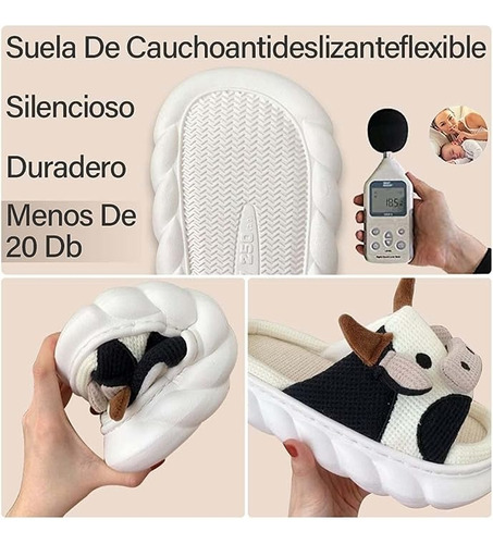 Pantuflas De Vaca Suaves Y Cómodas De Lino Suela Plástico Dh