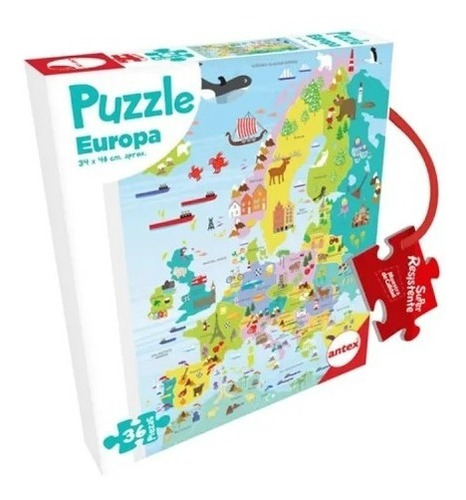 Puzzle Mapa Europa 36 Piezas Infantil Antex Casa Valente