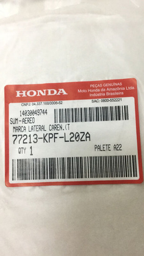 Calco Logo Colin Original Honda Cbx 250 Twister Centro Motos