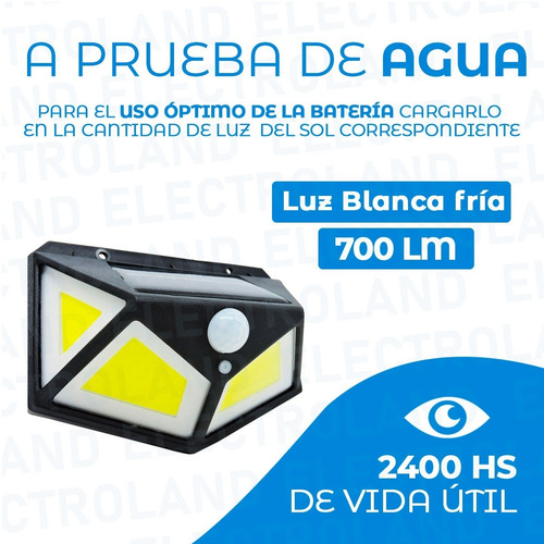 Imagen 3 de 10 de Reflector Led Panel Solar Sensor 3 Funciones 100 Led Frio
