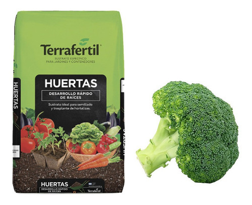 Sustrato Huertas Terrafertil 50lt Con Semillas De Brocoli