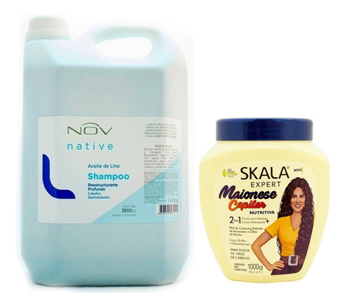 Shampoo Lino Nov + Baño Coco Skala  Secos Y Dañados