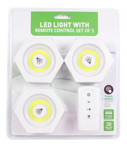 Set De 3 Luces Inalambricas Led De Emergencia Control Remoto