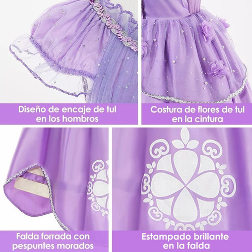 Vestido De Princesa Sofía, Disfraz Para Niñas