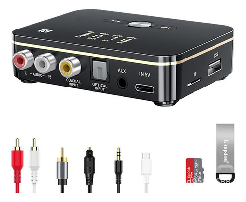 Transmisor Receptor 5,0, Pantalla Digital Led, Cable De
