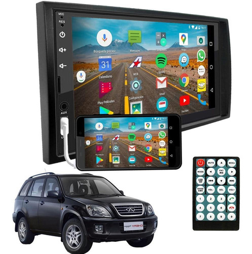 Combo Pantalla 7 Pul Bt + Marco Embellecedor Tiggo Chery 