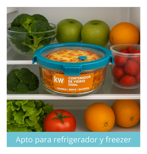 Contenedor Hermetico Taper De Vidrio Apto Para Horno 950ml Color Turquesa