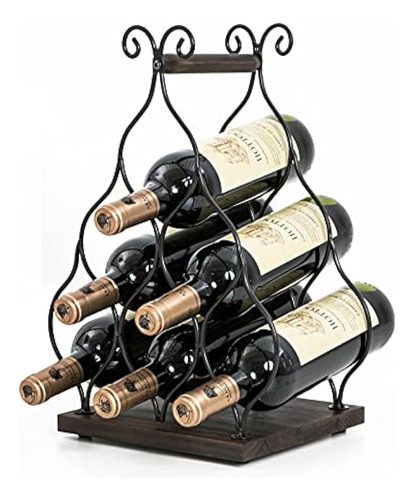 Soduku Countertop Wine Rack 6 Wine Bottles Holder Rustic Met