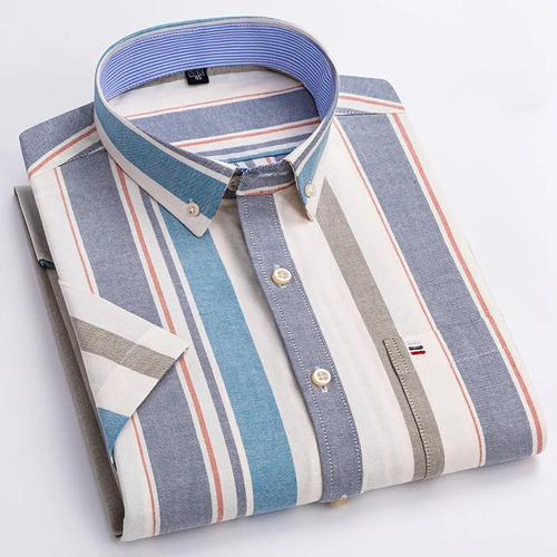 Camisa Oxford De Algodón A Rayas Camisa A Cuadros Para Hombr