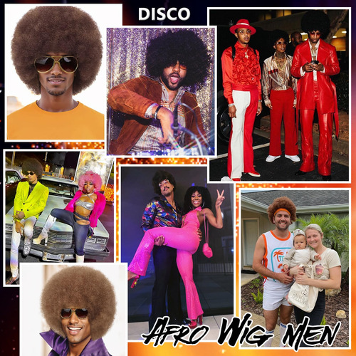 Set De Peluca Tereshar 70s Afro Para Hombre Y Accesorios, Co