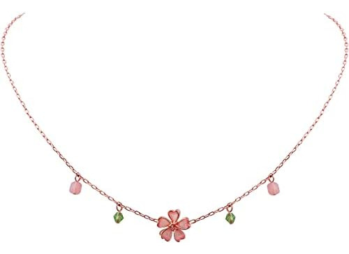 Ojerry Collar De Cadena Rosa Con Flor De Sakura, Collar Con 