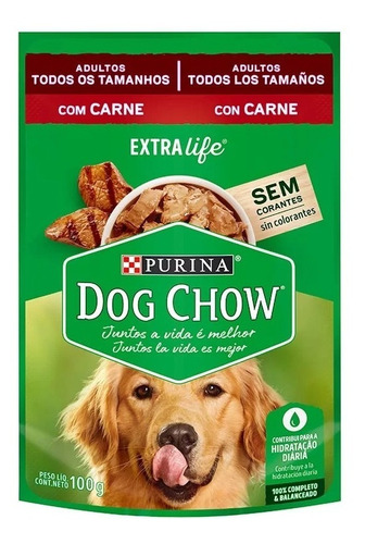 Ração Úmida Dog Chow Sabor Carne Para Cães Adultos - 100g
