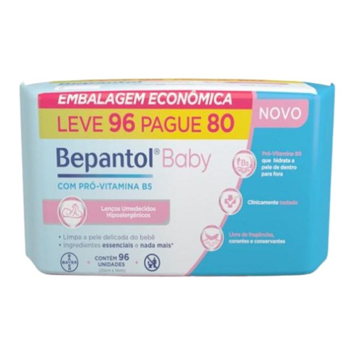 Kit 2 Pacotes De Toalhas Umedecida Bepantol Baby C/96 Lenço